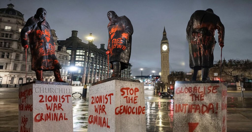  Churchill Statue Vandalised: "Greetings from The Hague" and the Question Nobody's Asking